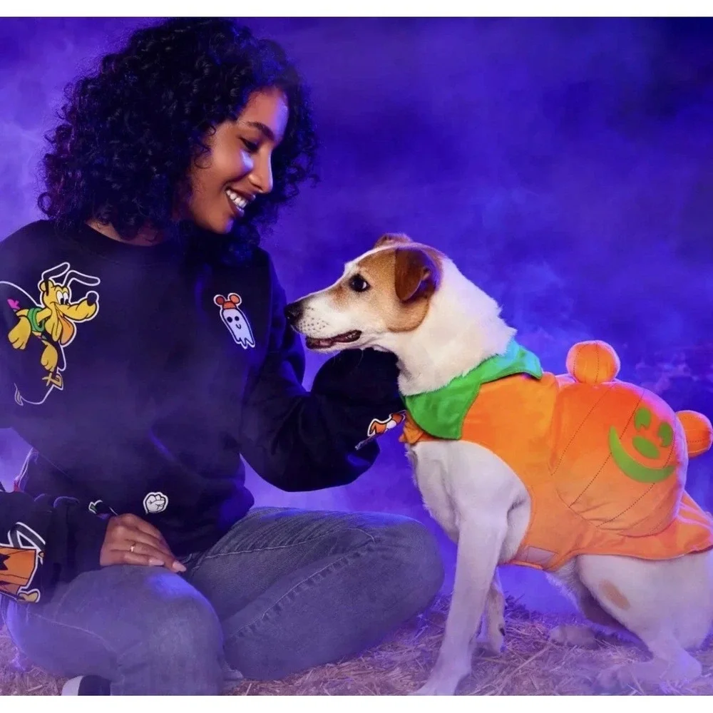Disney Mickey Mouse Pumpkin Pet Costume Glow In The Dark Halloween Small S New